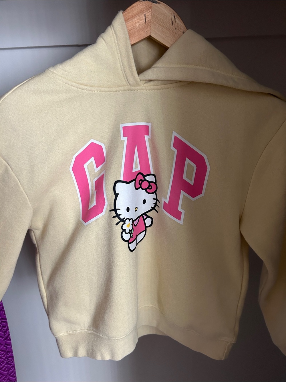 GAP Yellow Hoodie with Pink GAP & Hello Kitty